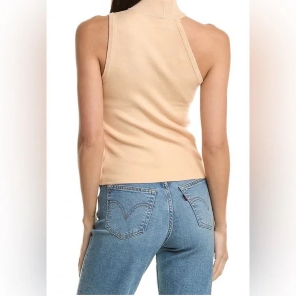 NWT Monrow Supersoft Sweater Cut Out Tank Top in Cream - Picture 2 of 7